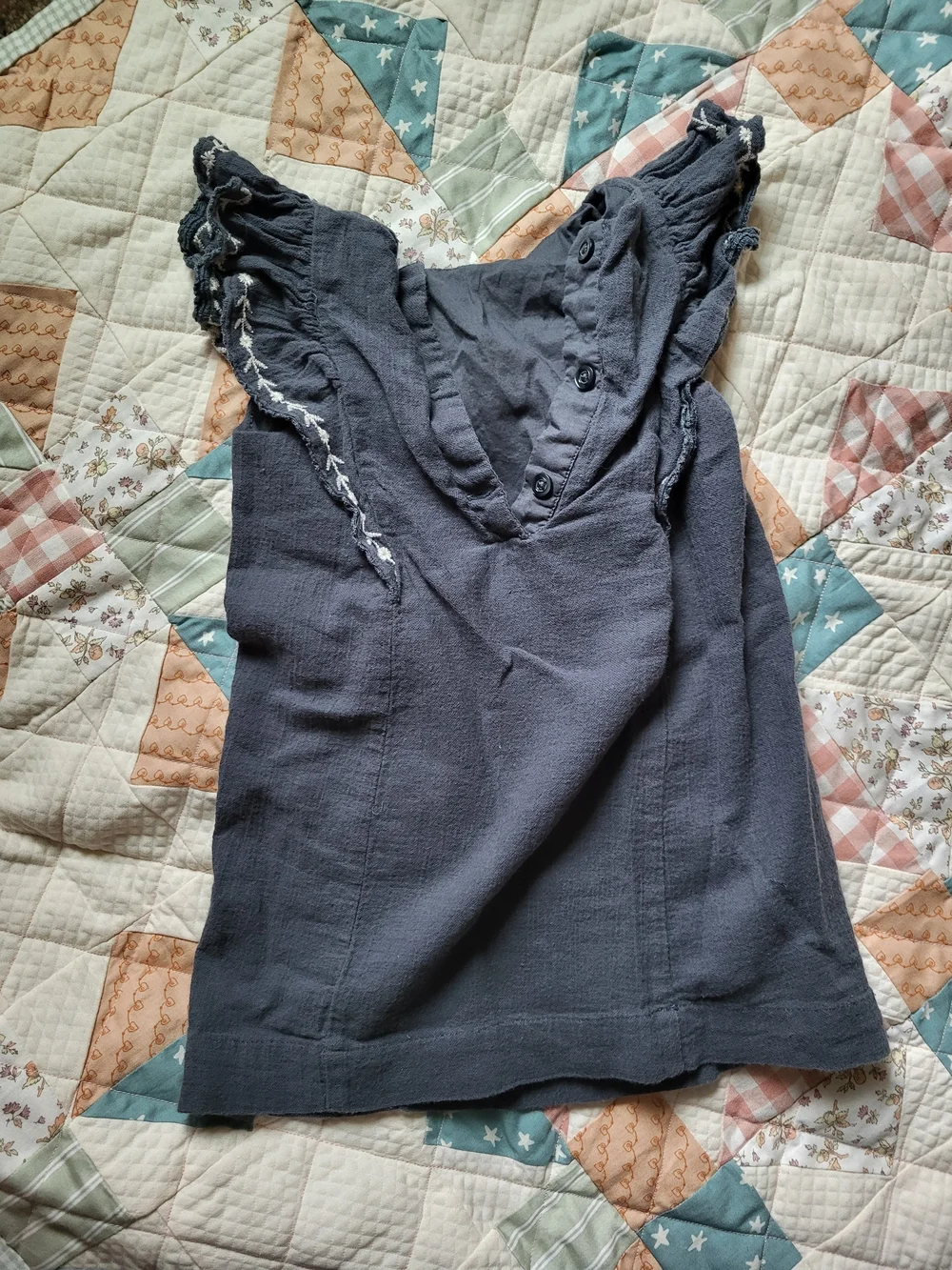 GAP Navy Toddler Dress with White Floral Embroidery
